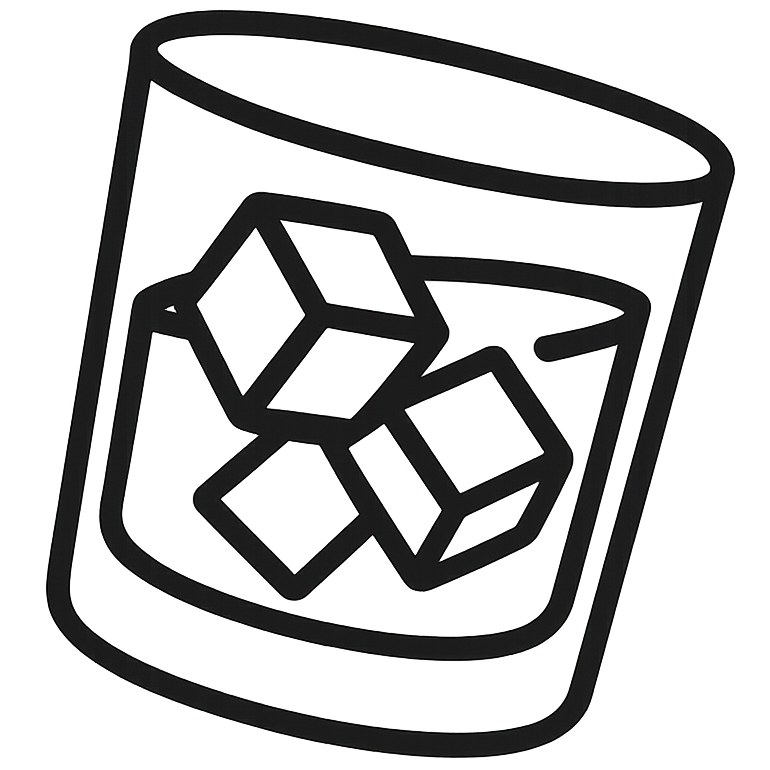 icon of rocks glass with ice cubes 